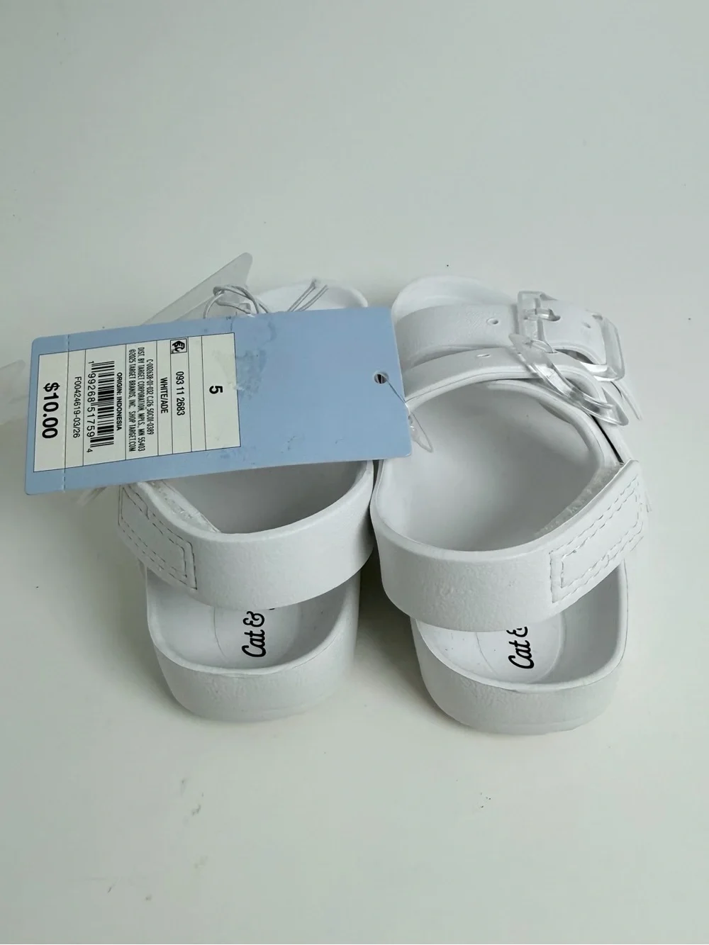 Cat & Jack White Kids Double-Strap Sandals with Clear Buckles
